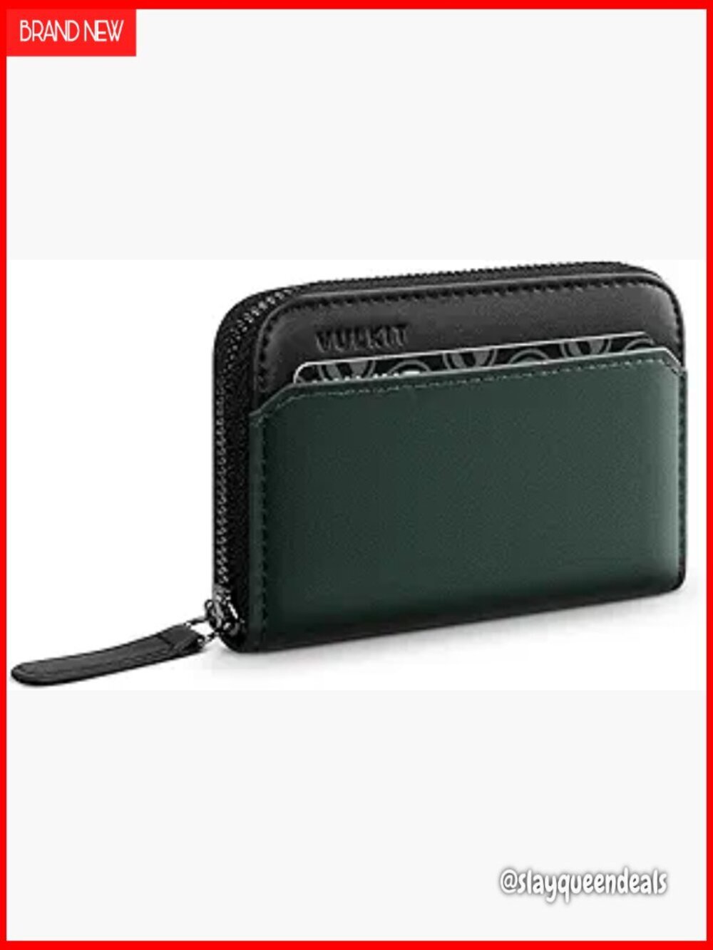 Slim RFID Blocking Zipper Card Holder, Vegan Leather, Large Capacity